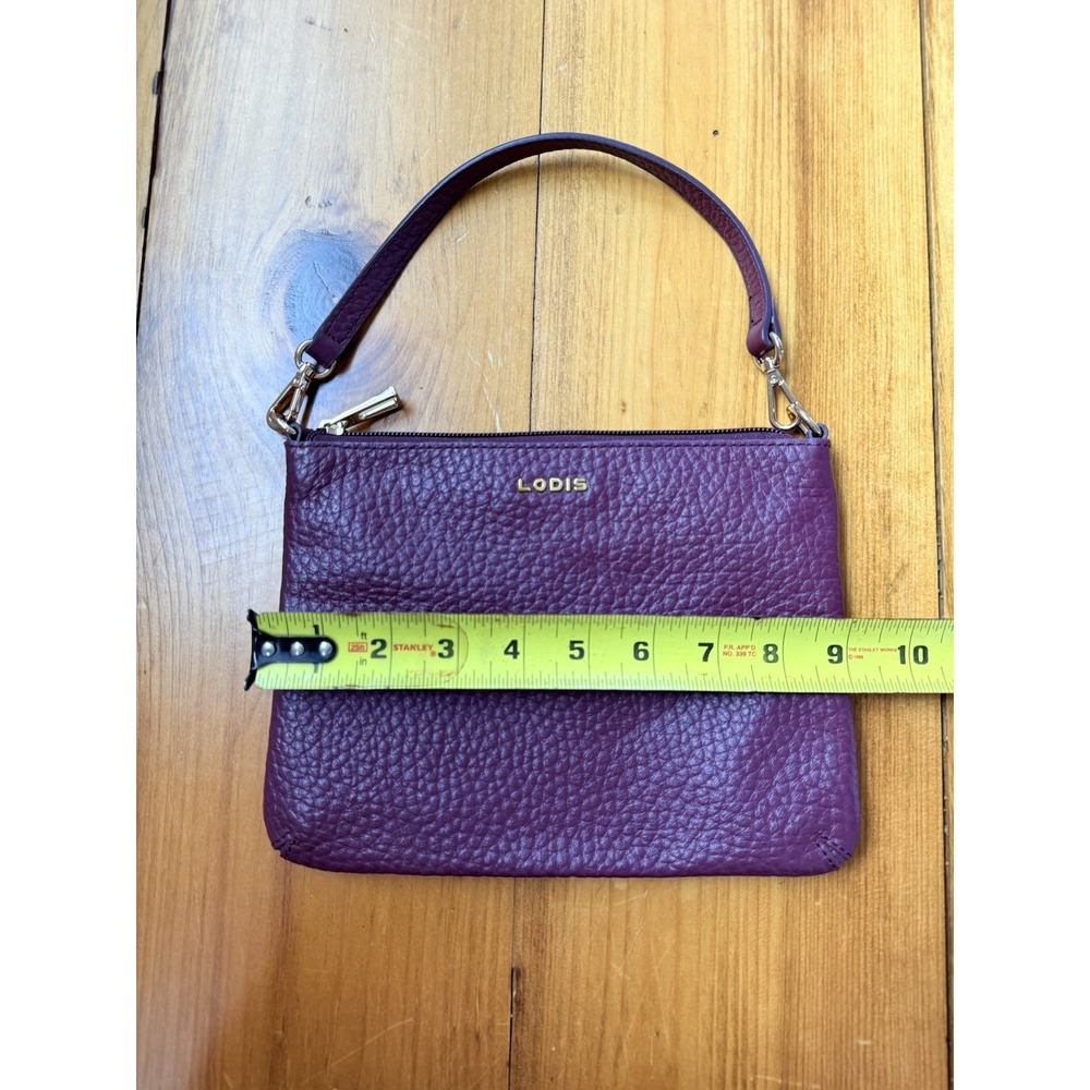 LODIS Emily Burgundy Pebbled Leather Convertible Shoulder Bag Wristlet or Clutch - Picture 4 of 10